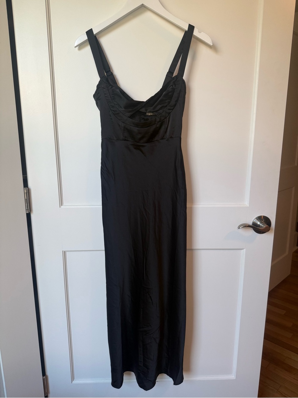 NWT Runway the Label black satin Kelsi midi dress